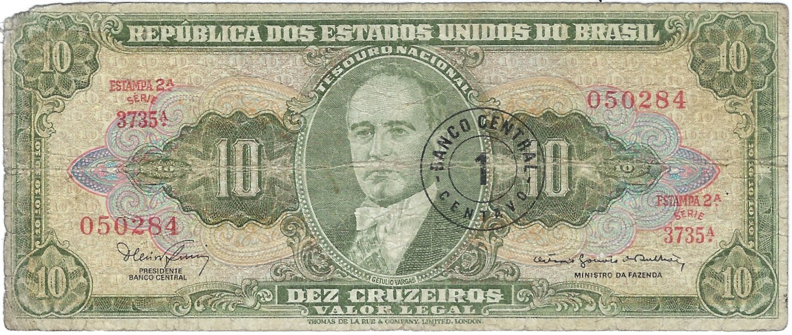 1 Centavo (overprinted on P# 177) - Lote 2 - Resultado do leilão de moedas e cédulas