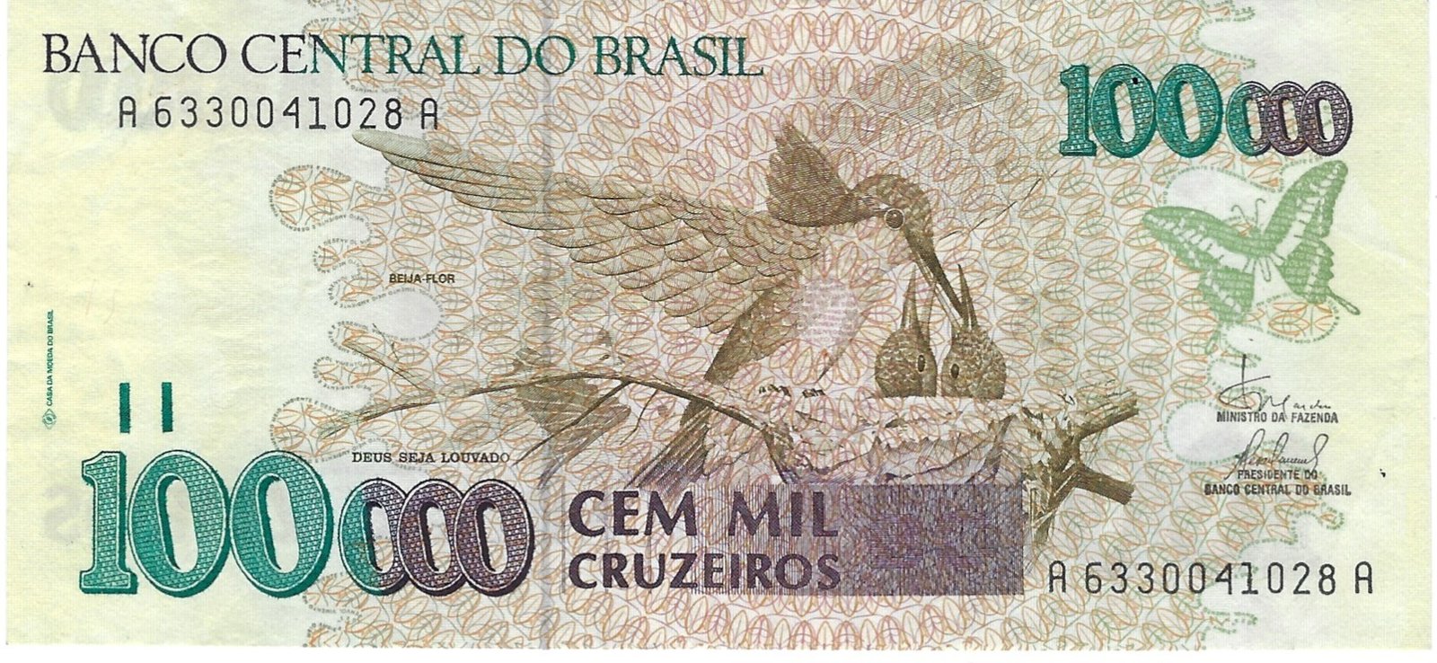 100 000 Cruzeiros (3rd edition) - Lote 4 - Resultado do leilão de moedas e cédulas