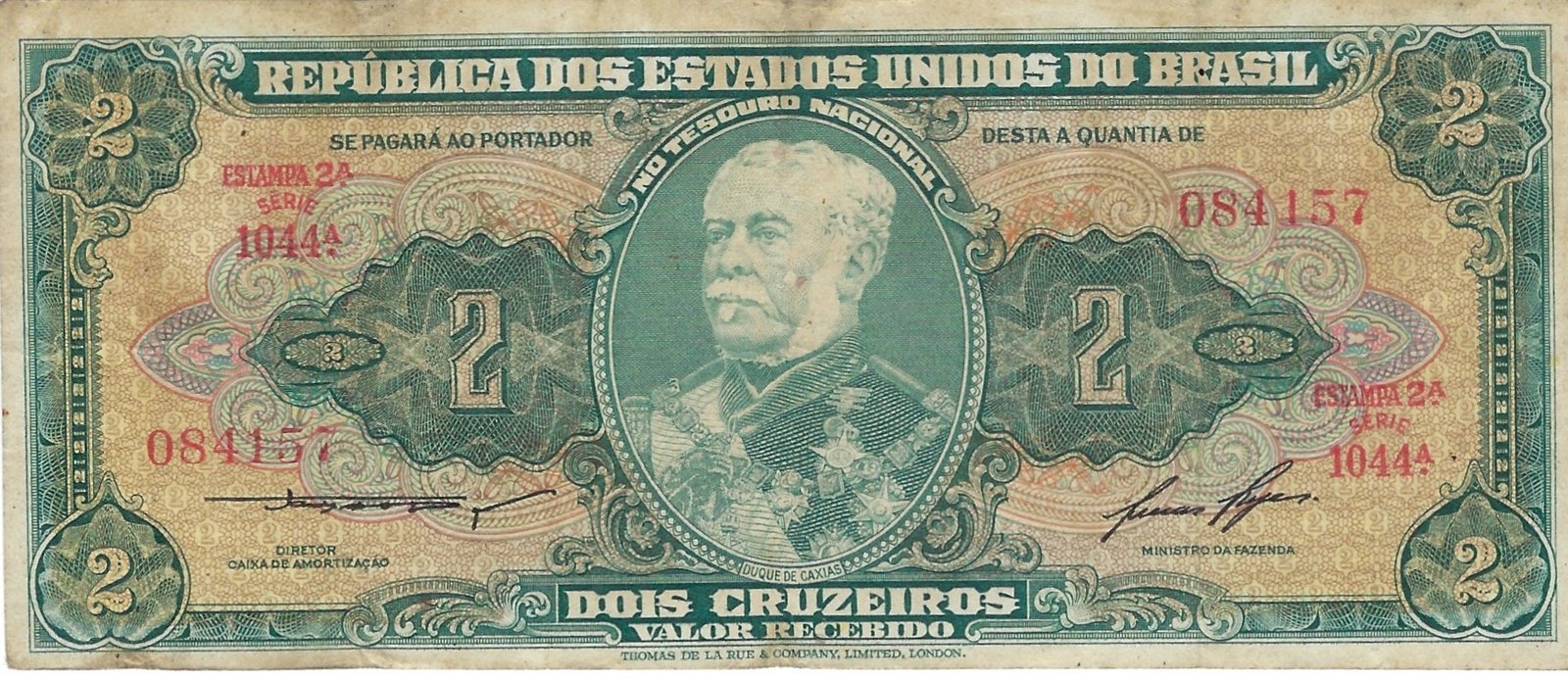 2 Cruzeiros (Thesouro Nacional; 2nd print; 2nd Type) - Lote 10 - Leilão aberto de moedas e cédulas